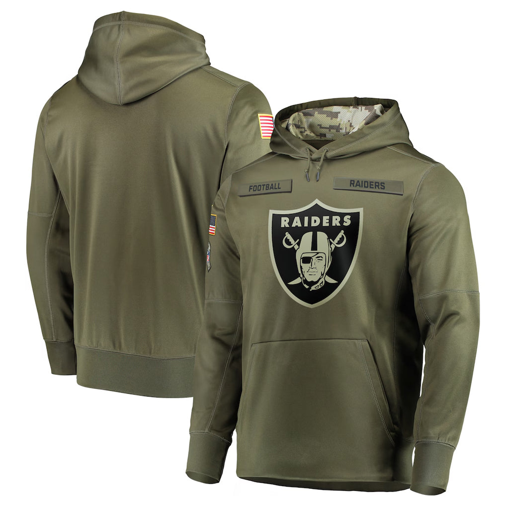 Pkot LV.Raiders Olive Salute to Service Pullover Hoodies Home Game Blank Player Stitched Jerseys