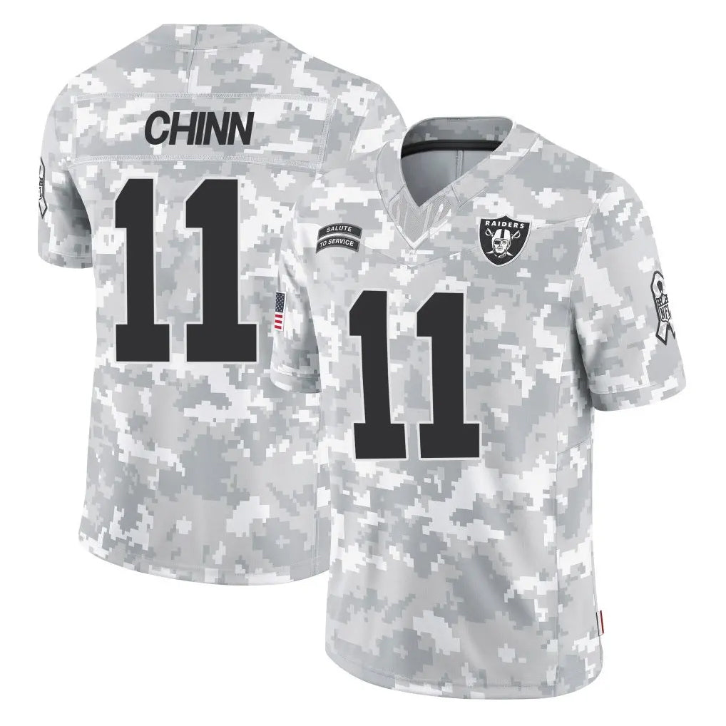 Pkot LV.Raiders #11 Jeremy Chinn Player Arctic Camo Salute To Service Limited Game Stitched Jerseys