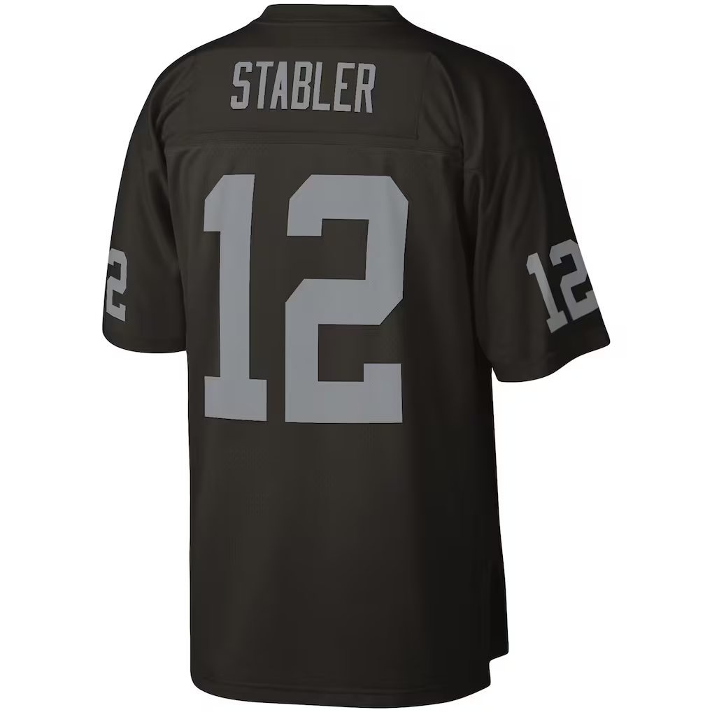 Pkot  LV.Raiders #12 Ken Stabler Mitchell & Ness Black Legacy Replica Stitched Jerseys