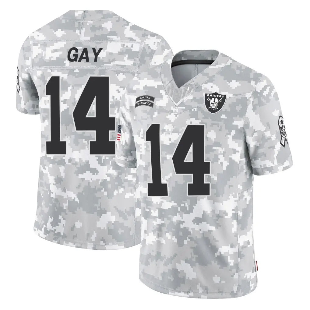Pkot LV.Raiders #14 Matt Gay Player Arctic Camo Salute To Service Limited Game Stitched Jerseys