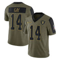 Pkot LV.Raiders #14 Matt Gay Player Olive Salute To Service Limited Game Stitched Jerseys