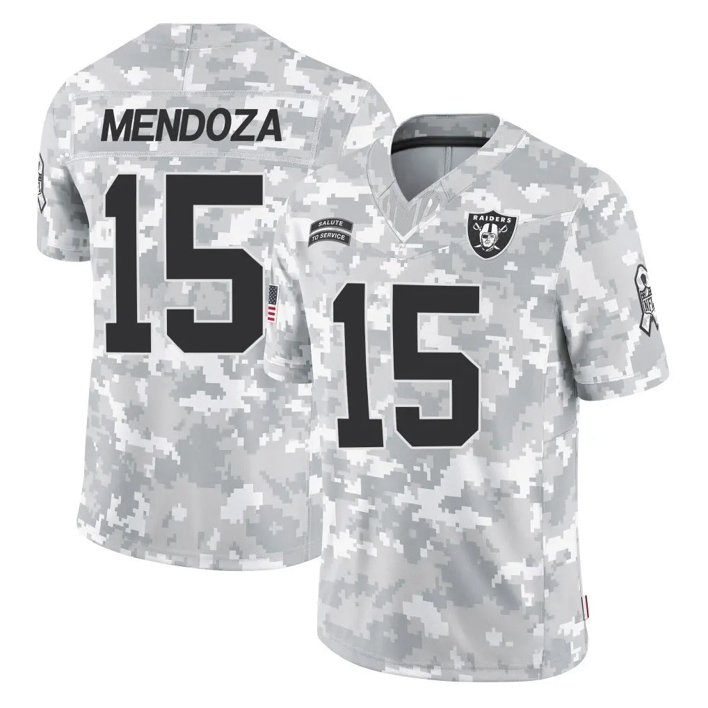 Pkot LV.Raiders #15 Fernando Mendoza Player Arctic Camo Salute To Service Limited Game Stitched Jerseys