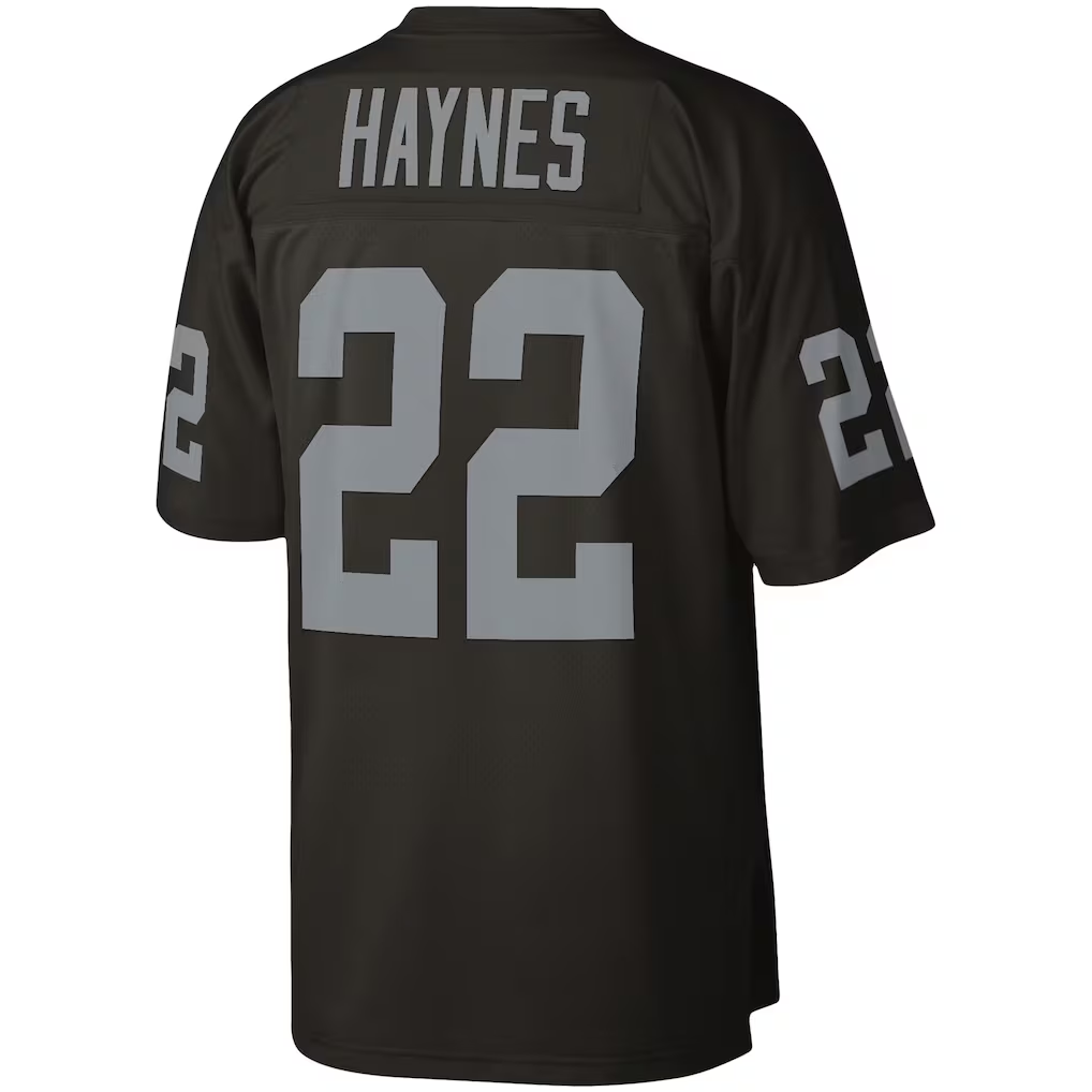 Pkot LV.Raiders #22 Mike Haynes Mitchell & Ness Black Legacy Replica Stitched Jerseys