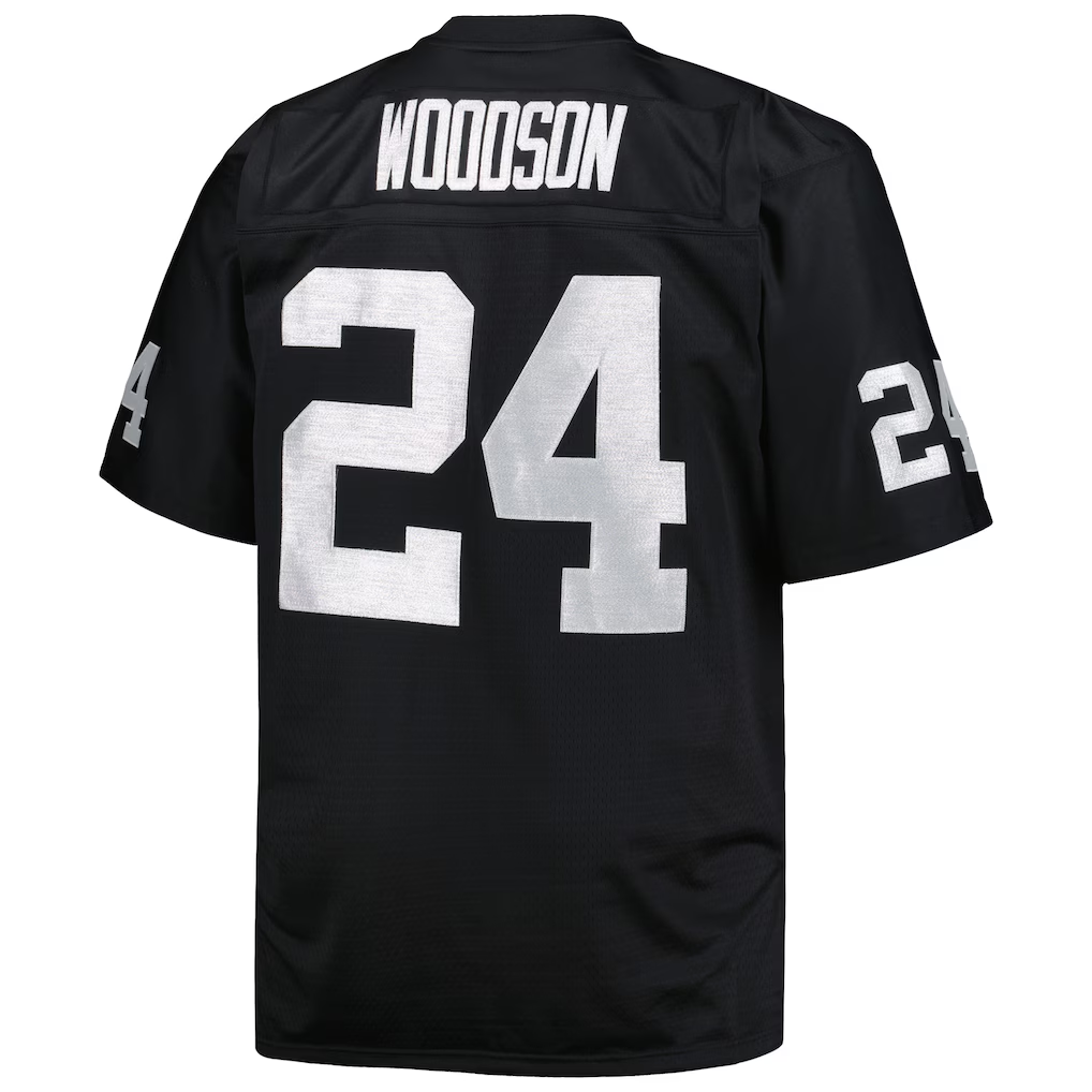 Pkot LV.Raiders #24 Charles Woodson Mitchell & Ness Black Big & Tall 1998 Retired Player Replica Stitched Jerseys