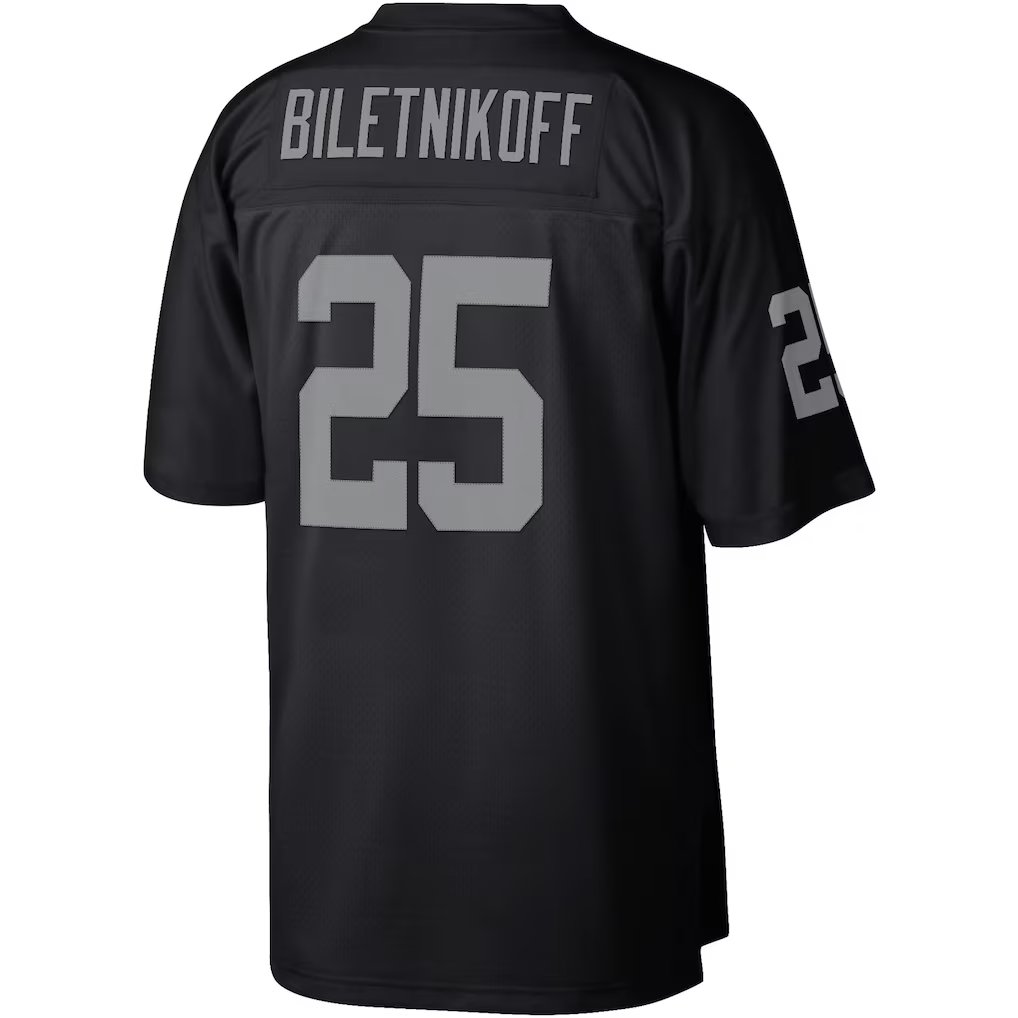 Pkot  LV.Raiders #25 Fred Biletnikoff Mitchell & Ness Black Legacy Replica Stitched Jerseys