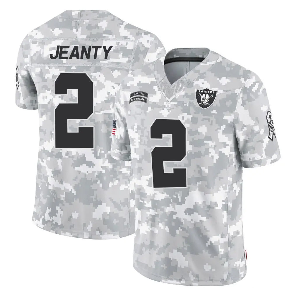 Pkot LV.Raiders #2 Ashton Jeanty Player Arctic Camo Salute To Service Limited Game Stitched Jerseys