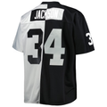 Pkot LV.Raiders #34 Bo Jackson Mitchell & Ness BlackSilver Big & Tall Split Legacy Retired Player Replica Stitched Jerseys
