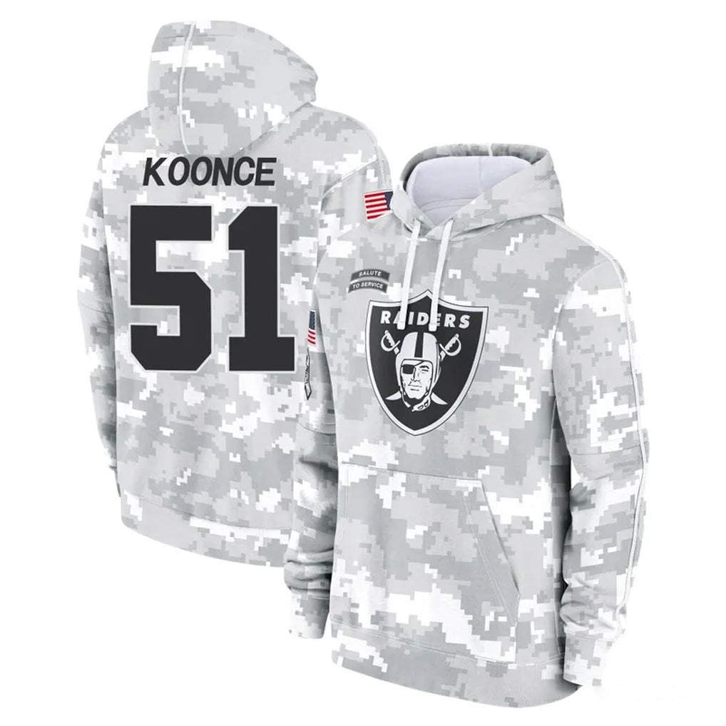 Pkot LV.Raiders #51 Malcolm Koonce Player Arctic Camo Salute to Service Hoodies Limited Game Stitched Jerseys