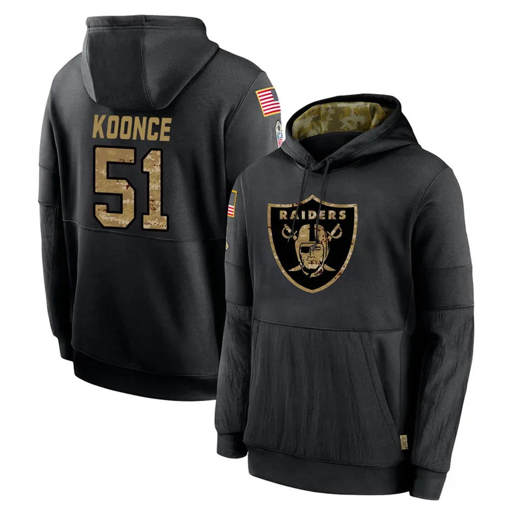 Pkot LV.Raiders #51 Malcolm Koonce Player Black Salute to Service Hoodies Limited Game Stitched Jerseys