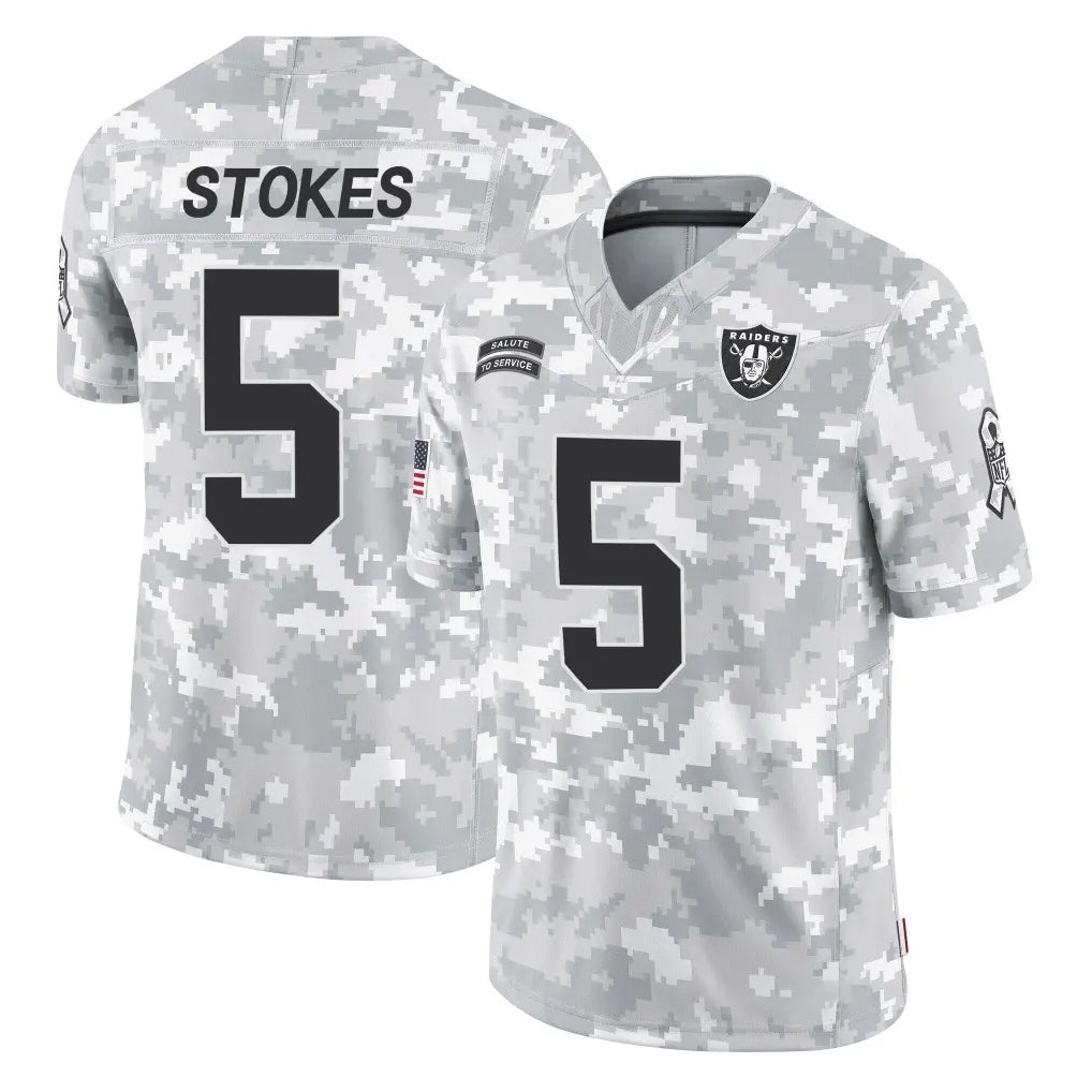 Pkot LV.Raiders #5 Eric Stokes Player Arctic Camo Salute To Service Limited Game Stitched Jerseys