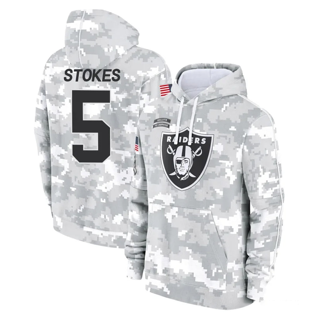 Pkot LV.Raiders #5 Eric Stokes Player Arctic Camo Salute to Service Hoodies Limited Game Stitched Jerseys