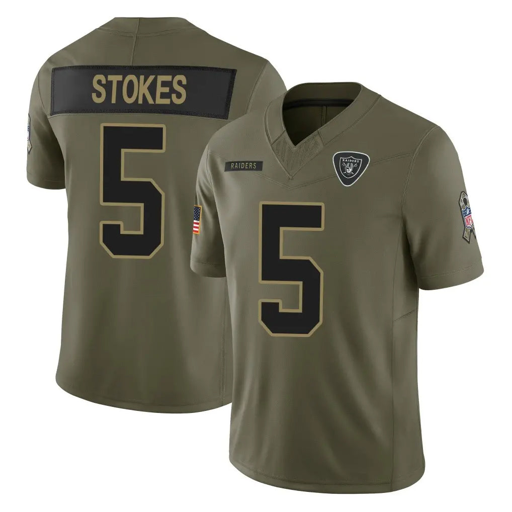 Pkot LV.Raiders #5 Eric Stokes Player Olive 2025 Salute To Service Limited Game Stitched Jerseys