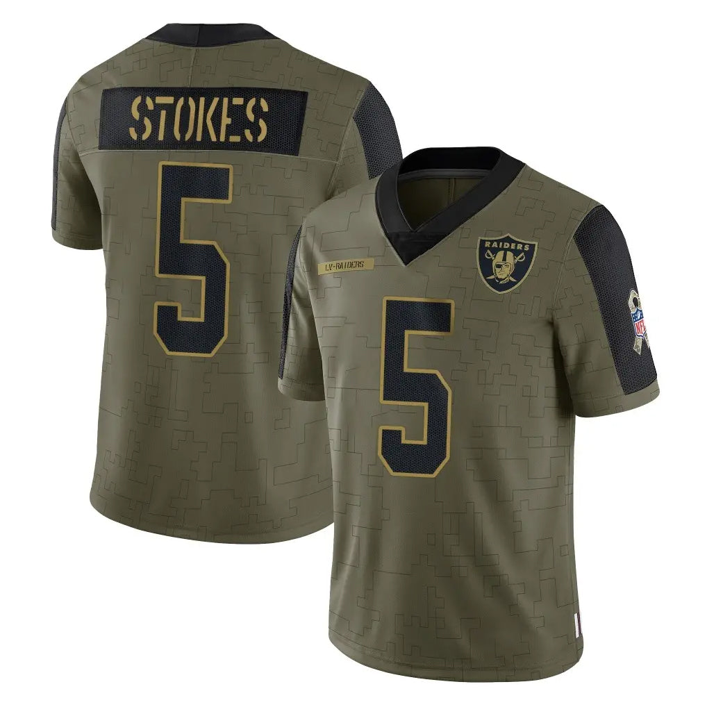 Pkot LV.Raiders #5 Eric Stokes Player Olive Salute To Service Limited Game Stitched Jerseys