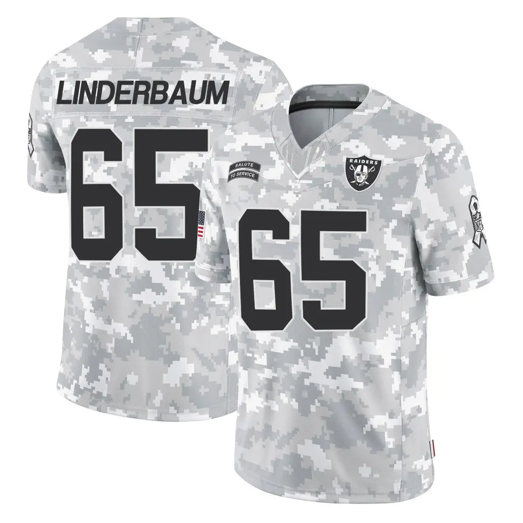 Pkot LV.Raiders #65 Tyler Linderbaum Player Arctic Camo Salute To Service Limited Game Stitched Jerseys