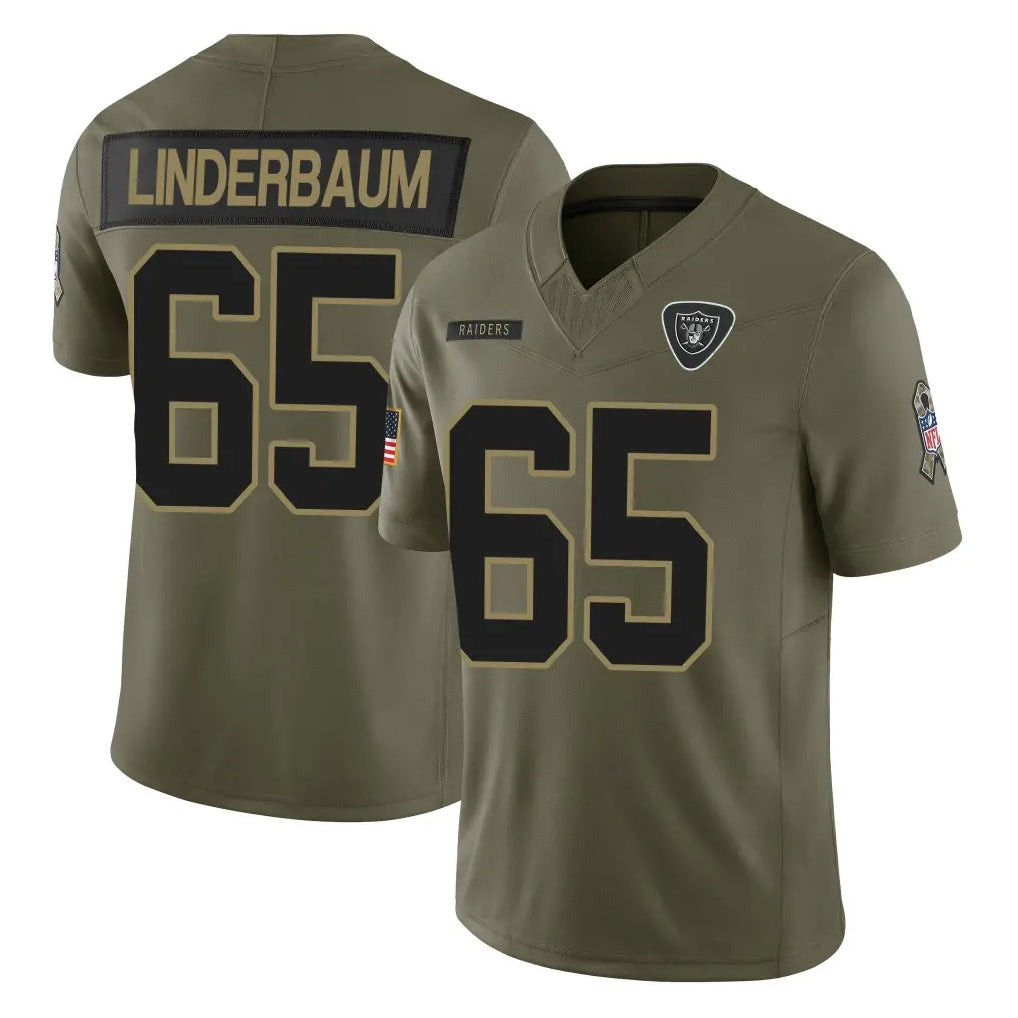 Pkot LV.Raiders #65 Tyler Linderbaum Player Olive 2025 Salute To Service Limited Game Stitched Jerseys