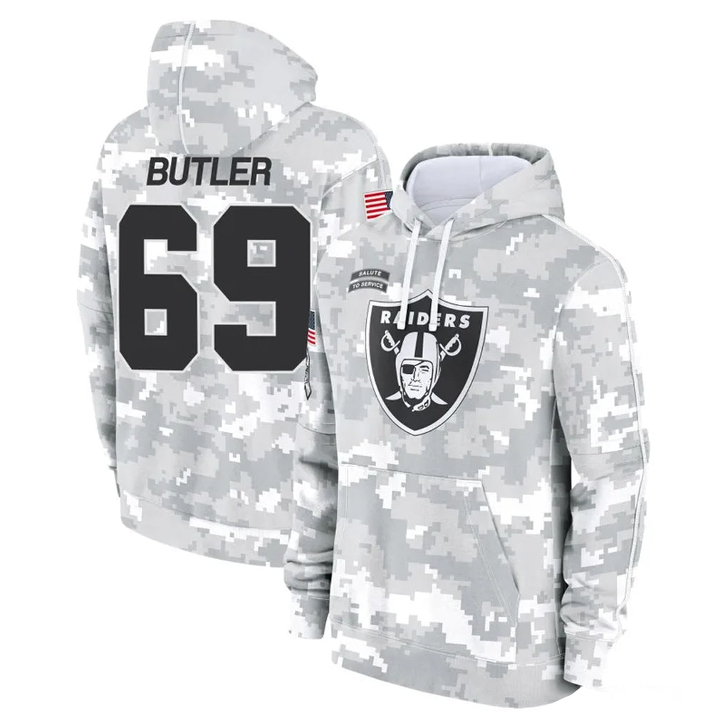 Pkot LV.Raiders #69 Adam Butler Player Arctic Camo Salute to Service Hoodies Limited Game Stitched Jerseys