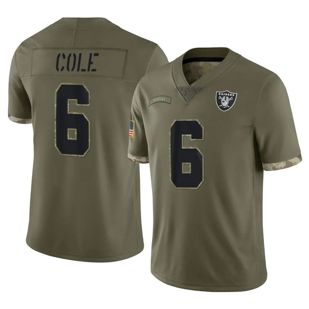 Pkot LV.Raiders #6 A.J. Cole Player Olive Salute To Service Limited Stitched Jerseys