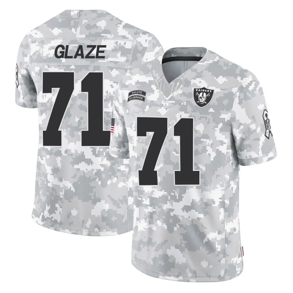 Pkot LV.Raiders #71 DJ Glaze Player Arctic Camo Salute To Service Limited Game Stitched Jerseys