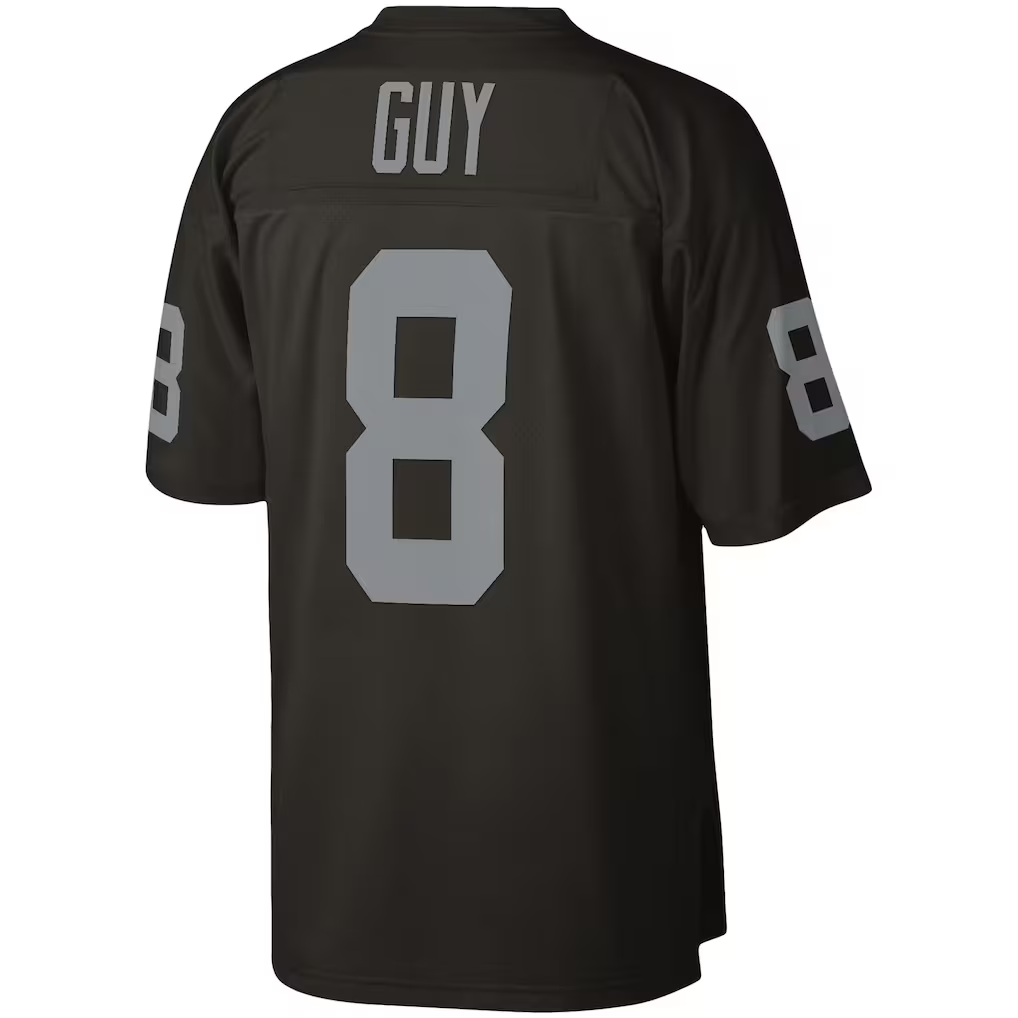 Pkot  LV.Raiders #8 Ray Guy Mitchell & Ness Black Legacy Replica Stitched Jerseys