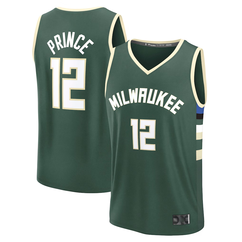 Pkot M.Bucks #12 Taurean Prince  Hunter Green Fast Break Replica Player Jerseys - Icon Edition
