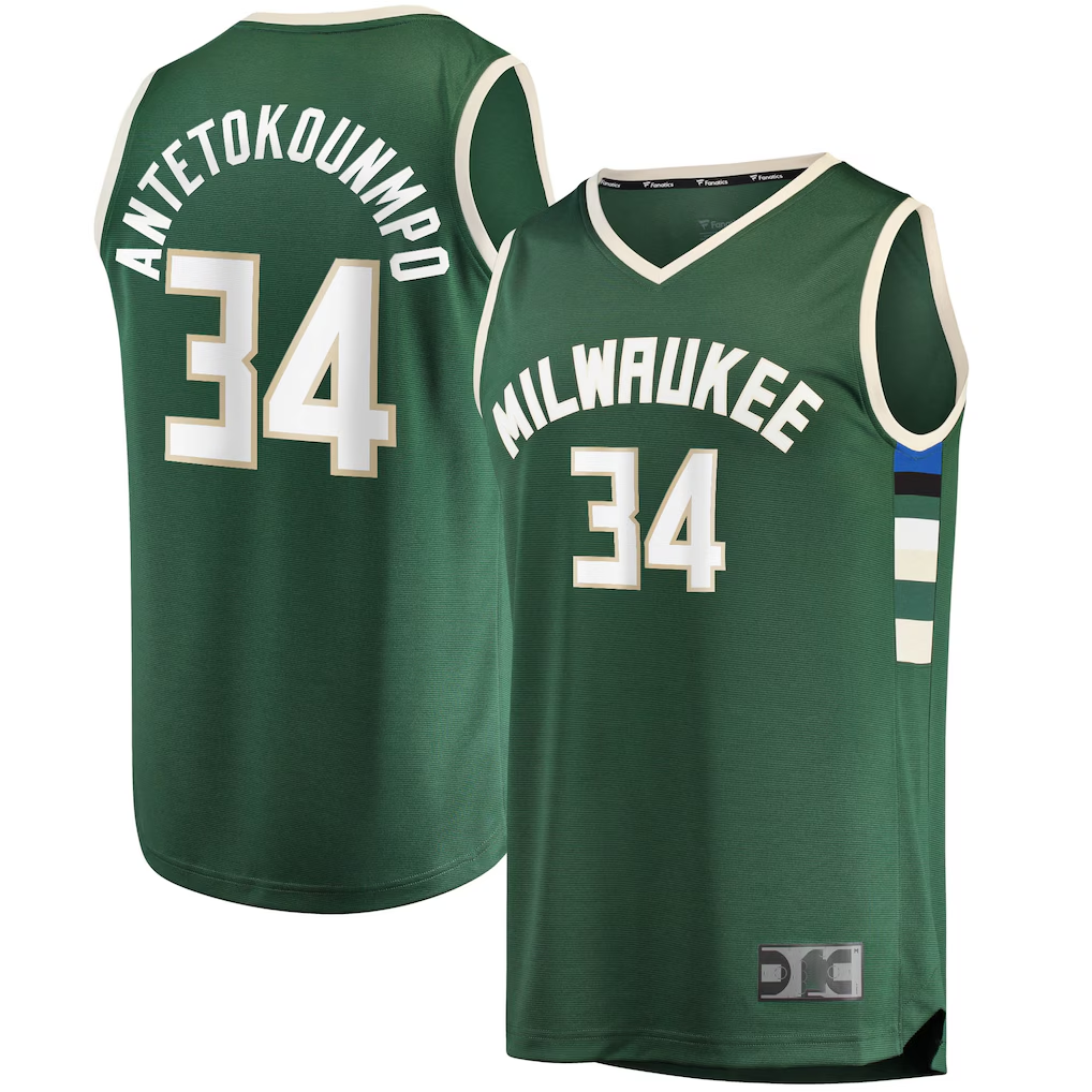 Pkot M.Bucks #34 Giannis Antetokounmpo Hunter Green Big & Tall Fast Break Player Jerseys - Icon Edition