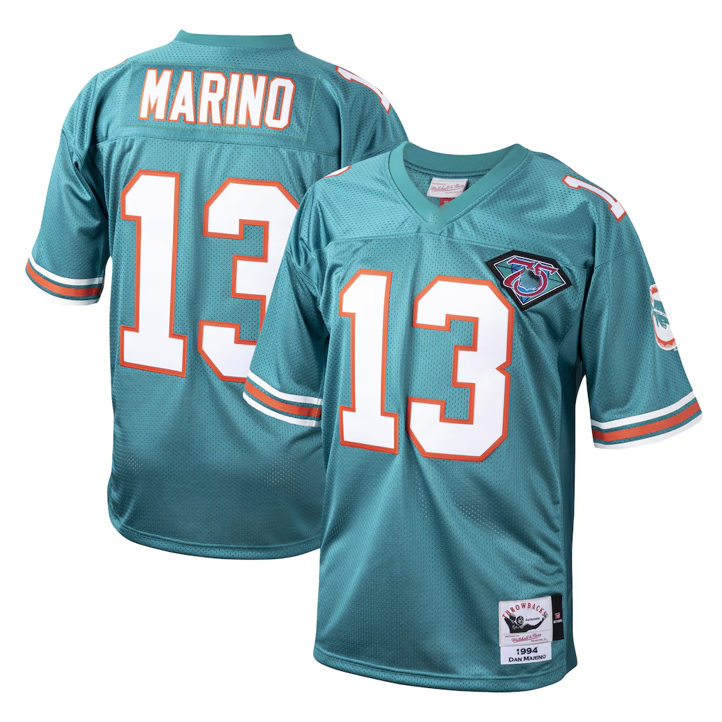 Pkot M.Dolphins 1994 #13 Dan Marino Mitchell & Ness Aqua Authentic Throwback Retired Player Stitched Jerseys