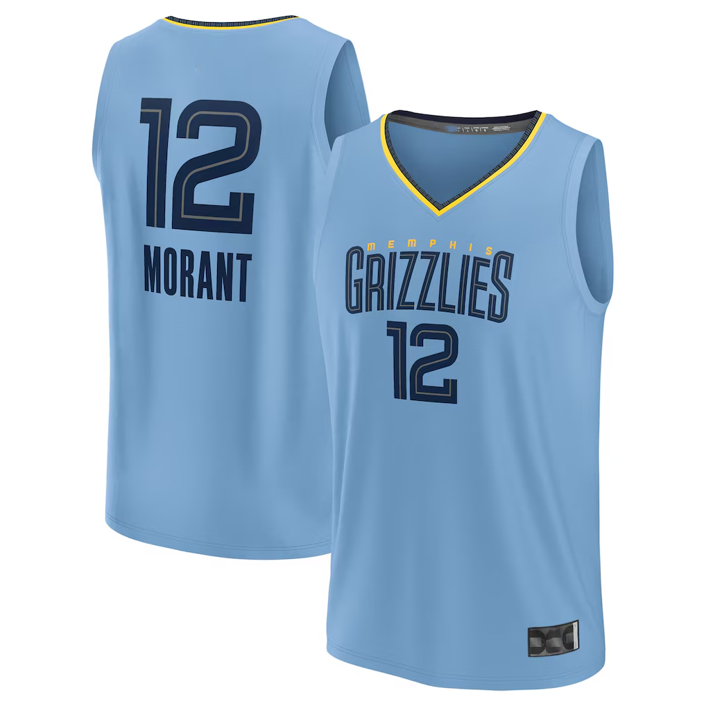 Pkot M.Grizzlies #12 Ja Morant Light Blue Fast Break Replica Player Stitched Jerseys- Statement Edition