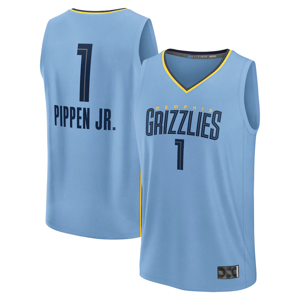 Pkot M.Grizzlies #1 Scotty Pippen Jr. Light Blue Fast Break Replica Player Stitched Jerseys- Statement Edition