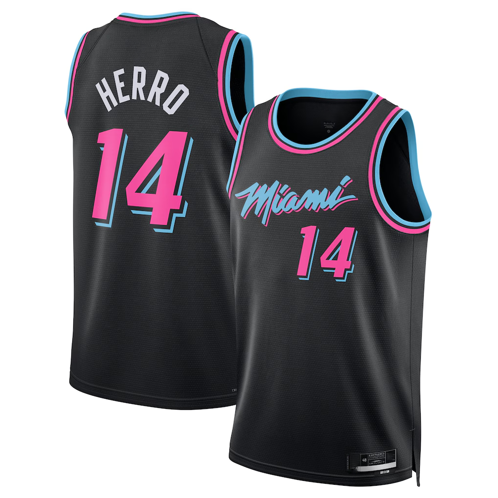 Pkot M.Heat #14 Tyler Herro Black 202526 Swingman Jerseys - City Edition
