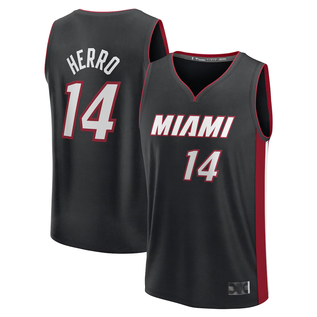 Pkot M.Heat #14 Tyler Herro  Black Fast Break Replica Player Jerseys - Icon Edition