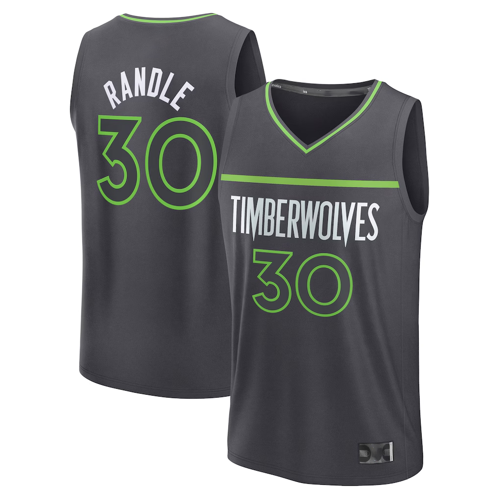 Pkot M.Timberwolves #30 Julius Randle Charcoal Fast Break Replica Player Stitched Jerseys - Statement Edition