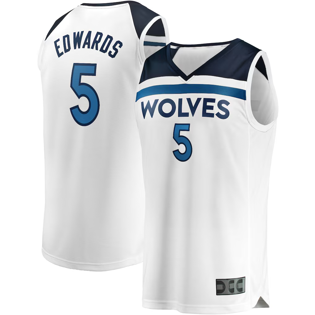 Pkot M.Timberwolves #5 Anthony Edwards White Fast Break Replica Player Stitched Jerseys - Association Edition