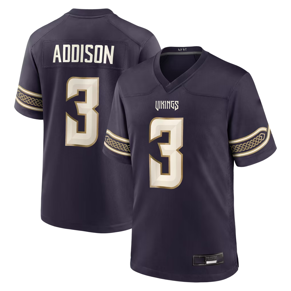 Pkot M.Vikings #3 Jordan Addison Purple 2026 Rivalries Collection Game Stitched Jerseys