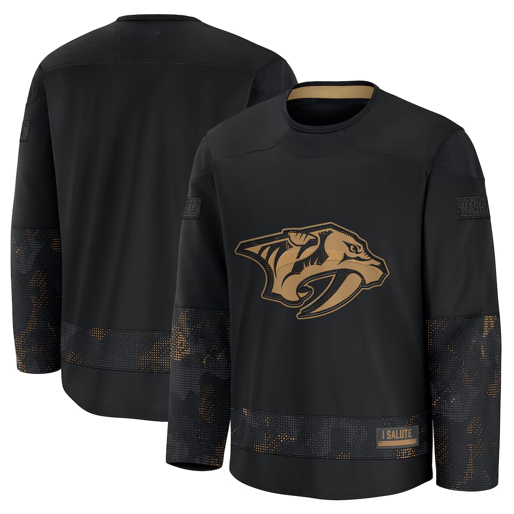 Pkot N.Predators Black 2024 Military Appreciation Practice Jerseys