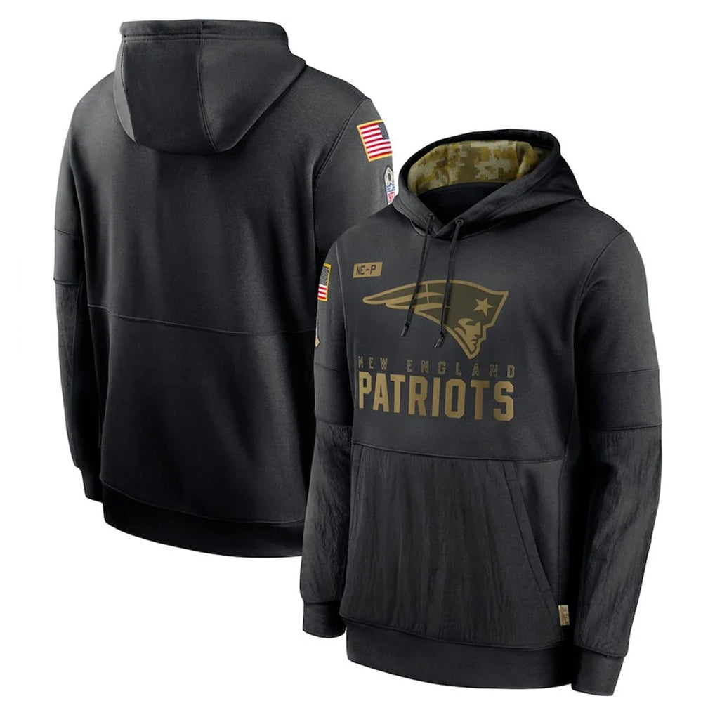 Pkot NE.Patriots Black Salute to Service Hoodies Limited Game Blank Player Stitched Jerseys