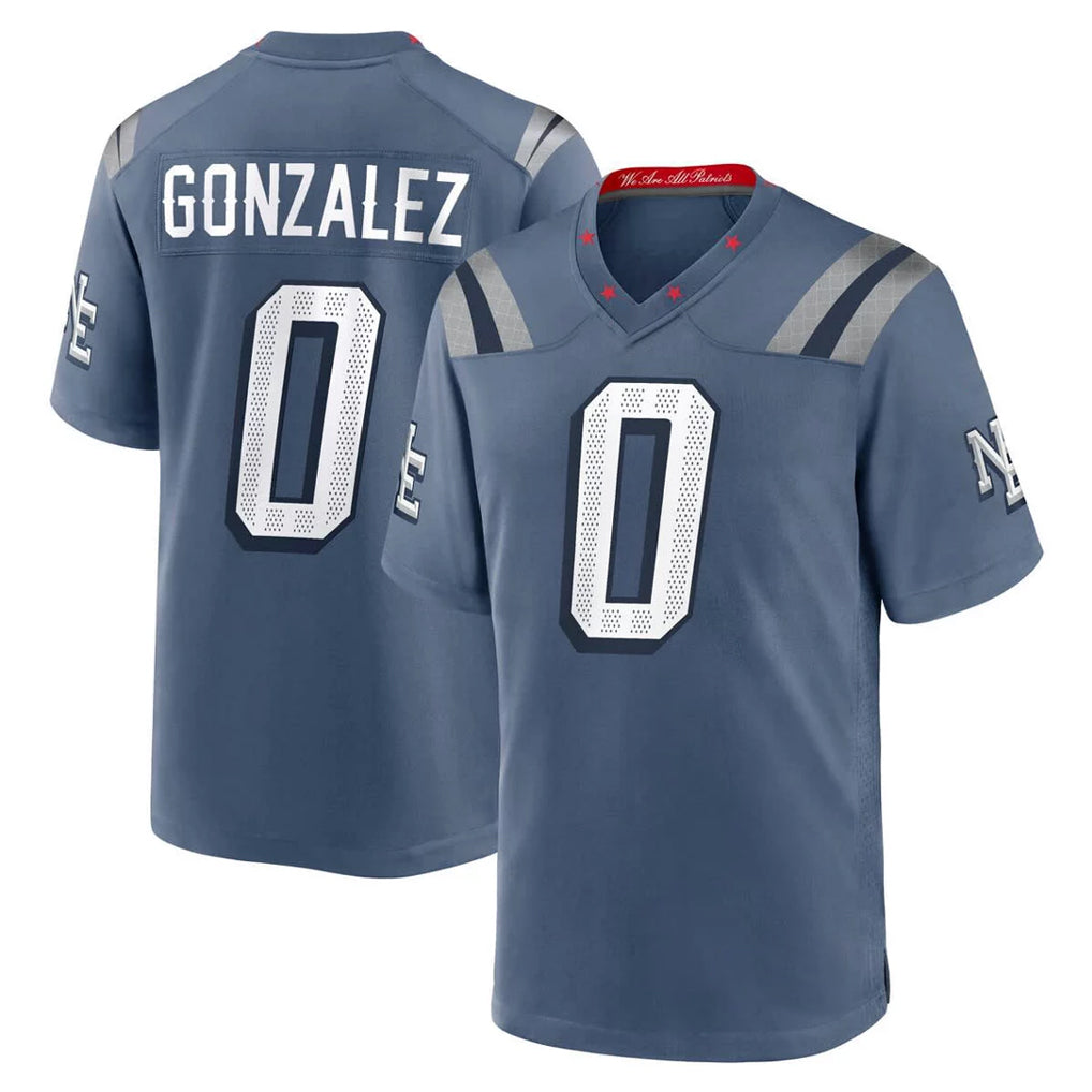 Pkot NE.Patriots #0 Christian Gonzalez Player Blue Rivalries Collection Home Game Stitched Jerseys