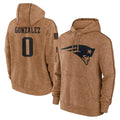 Pkot NE.Patriots #0 Christian Gonzalez Player Brown Salute to Service Pullover Hoodies Limited Game Stitched Jerseys
