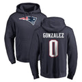 Pkot NE.Patriots #0 Christian Gonzalez Player Navy LOGO Pullover Hoodies Home Game Stitched Jerseys