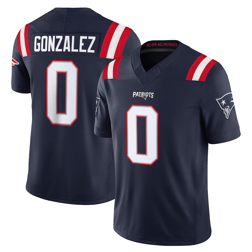 Pkot NE.Patriots #0 Christian Gonzalez Player Navy Limited Vapor F.U.S.E. Home Game Stitched Jerseys