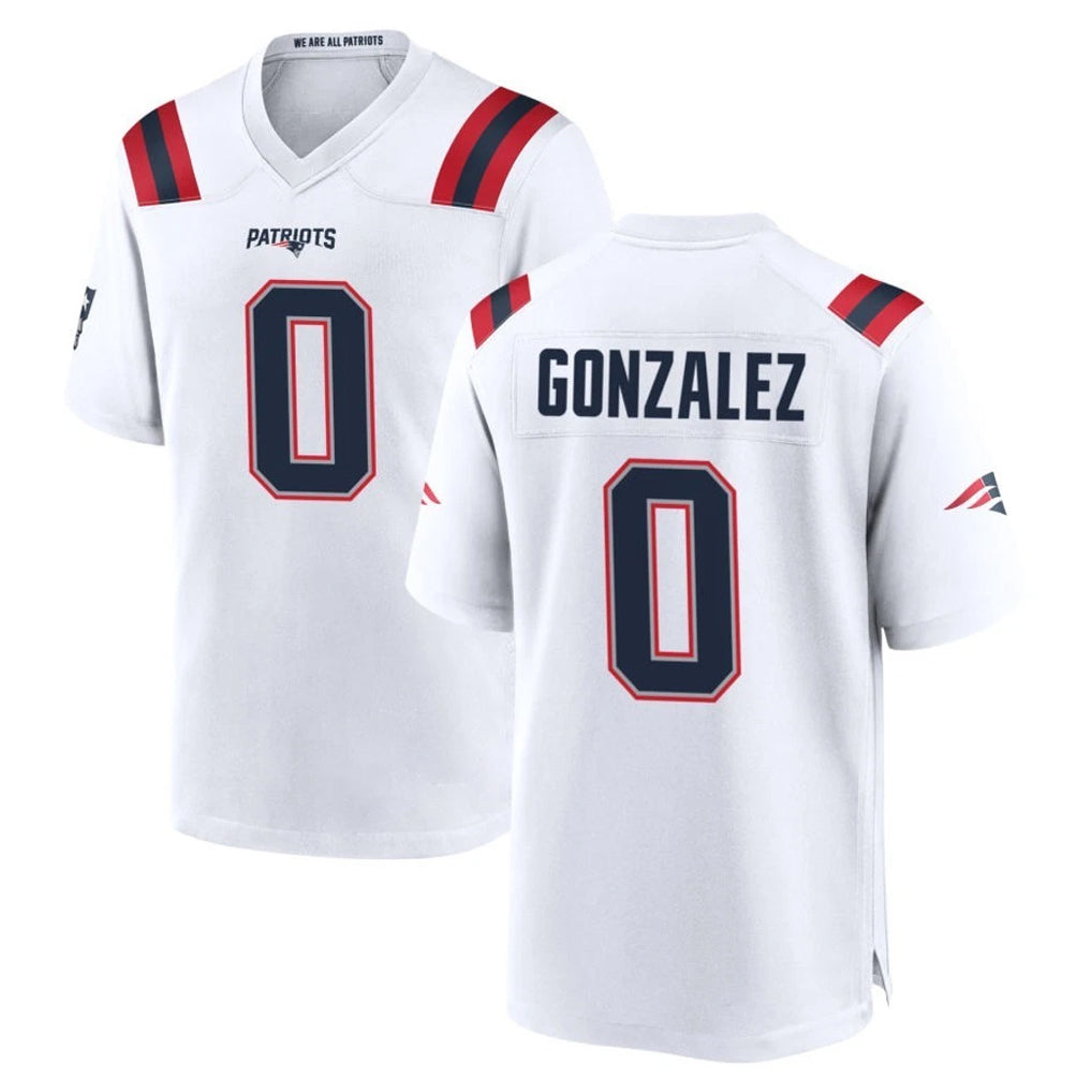 Pkot NE.Patriots #0 Christian Gonzalez Player White Home Game Stitched Jerseys