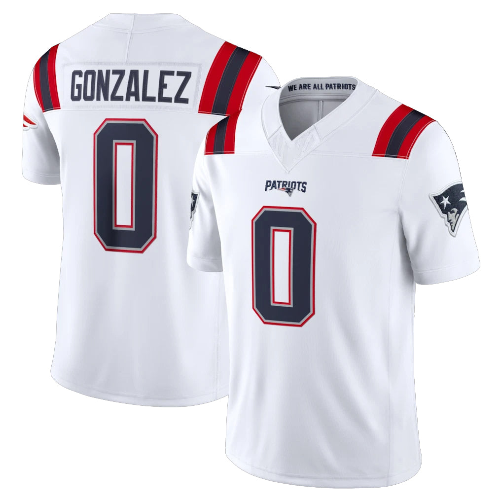 Pkot NE.Patriots #0 Christian Gonzalez Player White Limited Vapor F.U.S.E. Home Game Stitched Jerseys