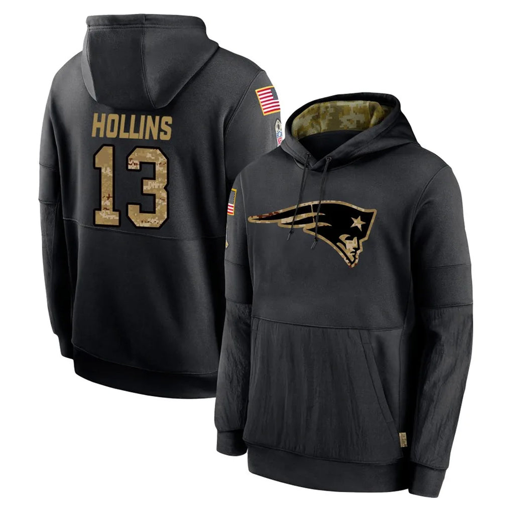 Pkot NE.Patriots #13 Mack Hollins Player Black Salute to Service Hoodies Limited Game Stitched Jerseys