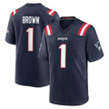 Pkot NE.Patriots #1 A.J. Brown Player Navy Home Game Stitched Jerseys