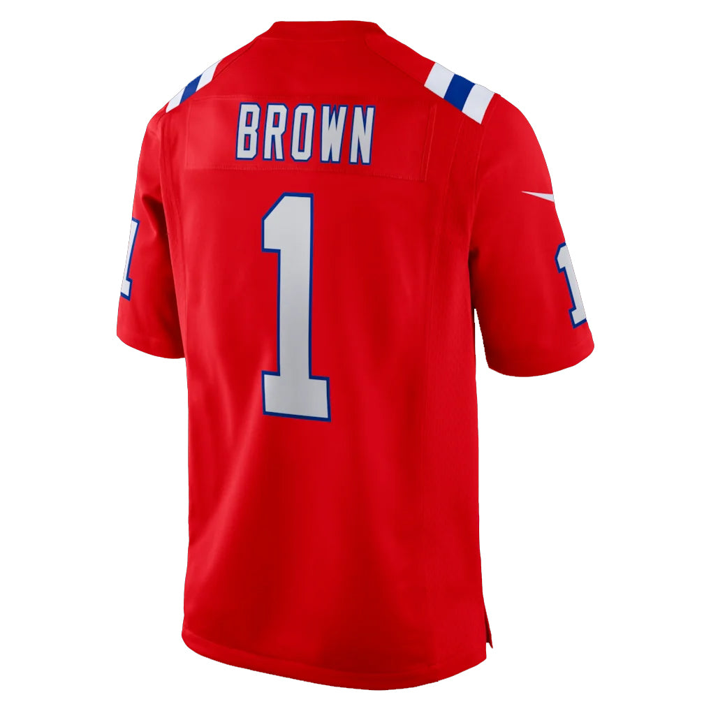Pkot NE.Patriots #1 A.J. Brown Player Red Home Game Stitched Jerseys