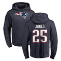 Pkot NE.Patriots #25 Marcus Jones Player Navy LOGO Pullover Hoodies Home Game Stitched Jerseys