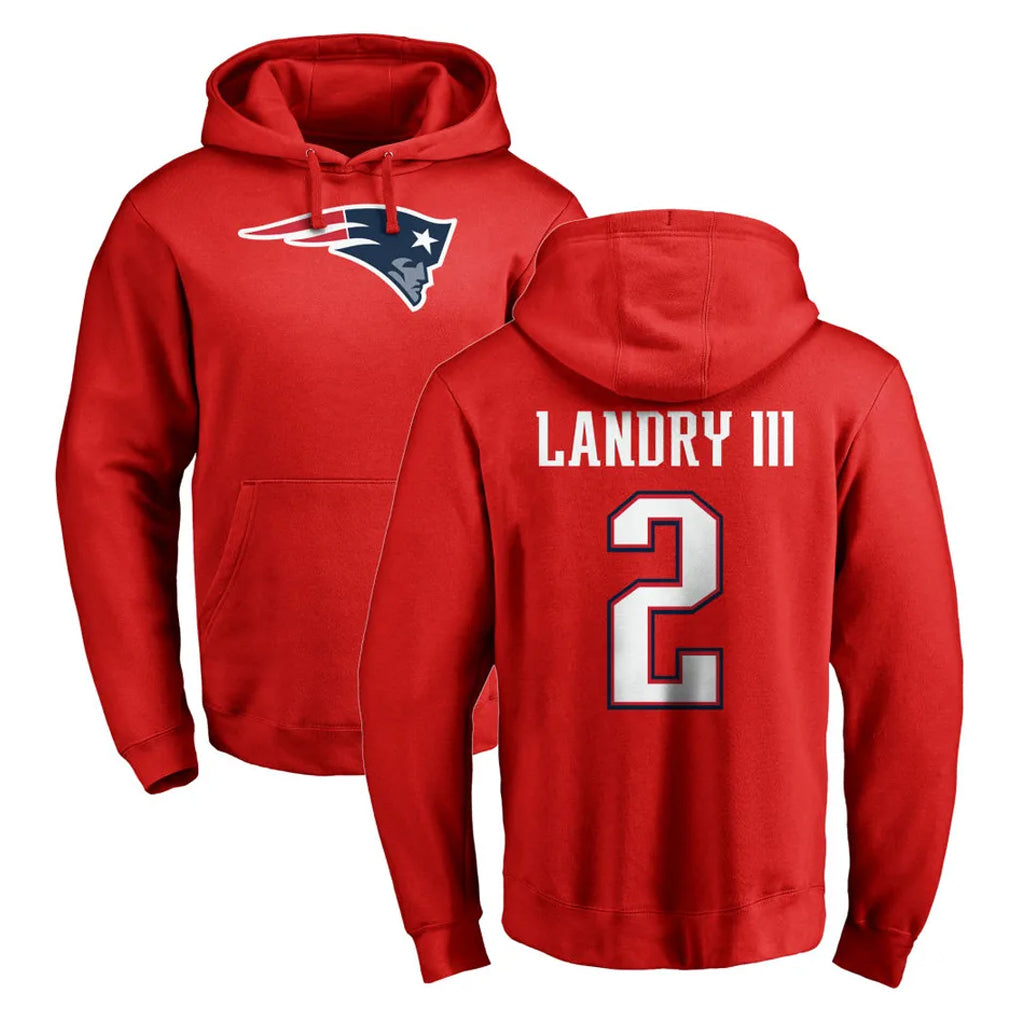 Pkot NE.Patriots #2 Harold Landry III Player Red LOGO Pullover Hoodies Home Game Stitched Jerseys