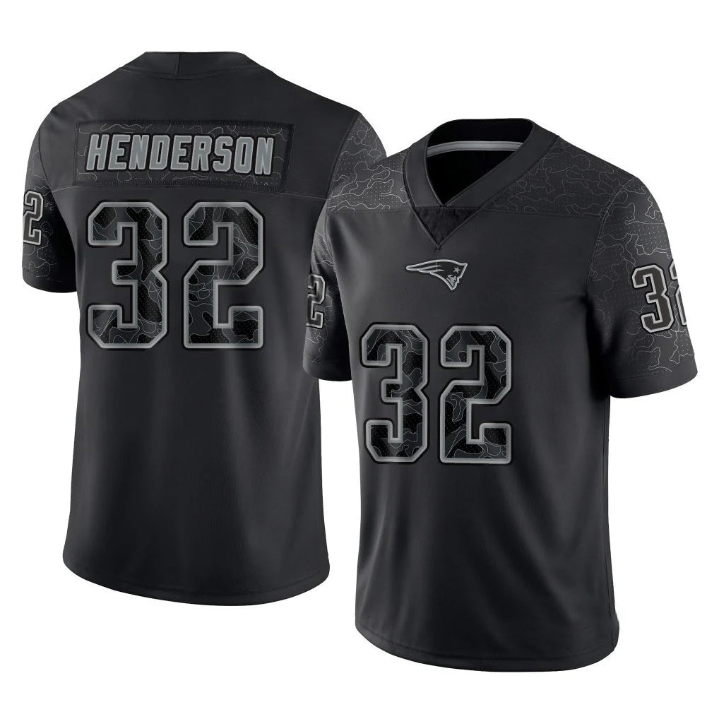 Pkot NE.Patriots #32 TreVeyon Henderson Player Black Reflective LImited Home Game Stitched Jerseys