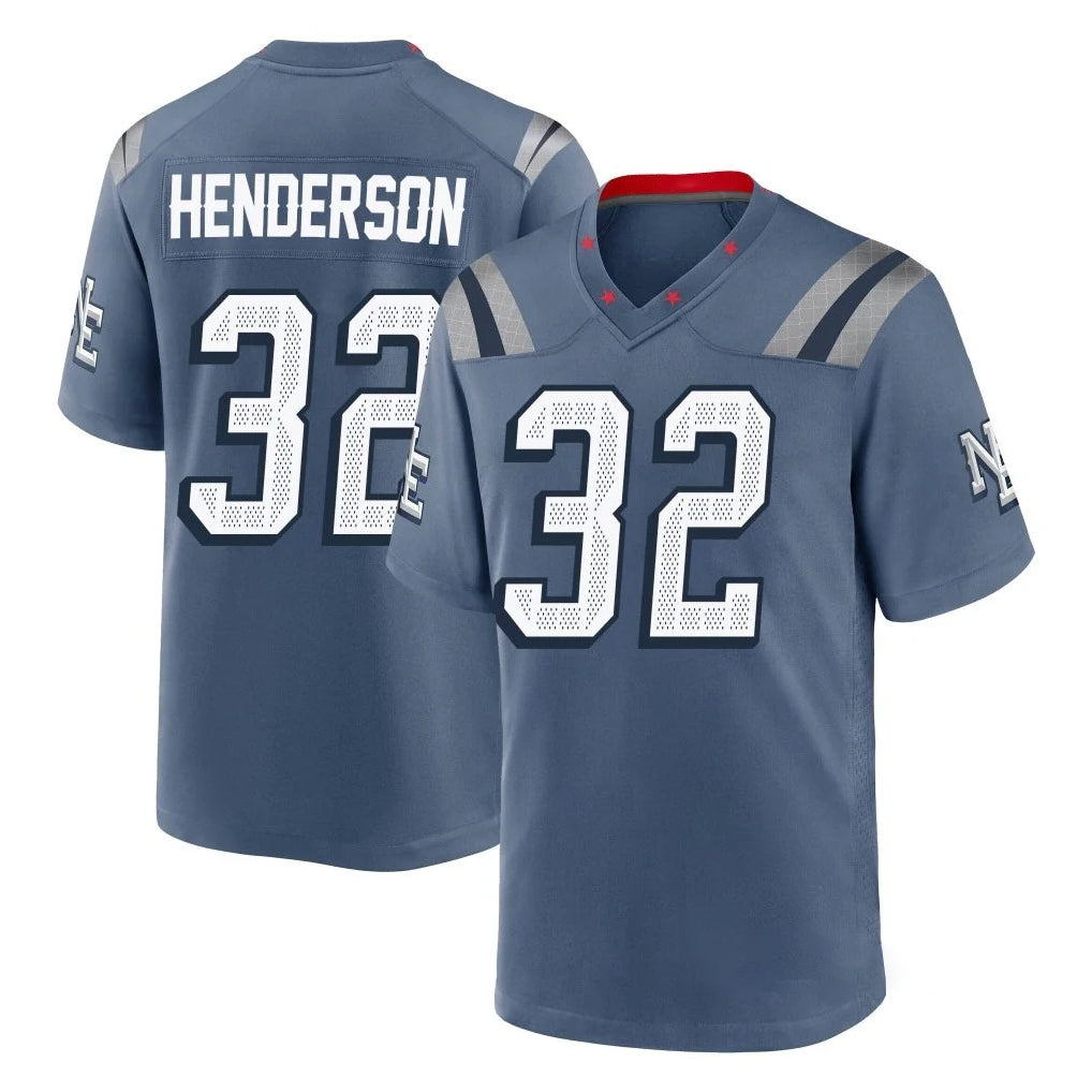 Pkot NE.Patriots #32 TreVeyon Henderson Player Blue Rivalries Collection Home Game Stitched Jerseys
