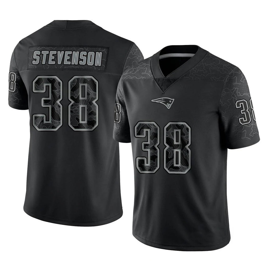 Pkot NE.Patriots #38 Rhamondre Stevenson Player Black Reflective LImited Home Game Stitched Jerseys