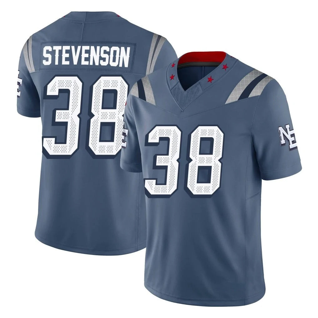 Pkot NE.Patriots #38 Rhamondre Stevenson Player Blue Limited Rivalries Collection Home Game Stitched Jerseys